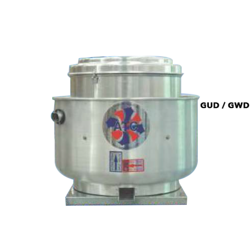 GUD/GWD Aero Extractores Centrífugos de aluminio para techo y muro con descarga vertical arriba