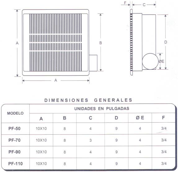 PF Dimensiones Generales