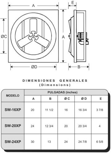 SW-XP Dimensiones Generales