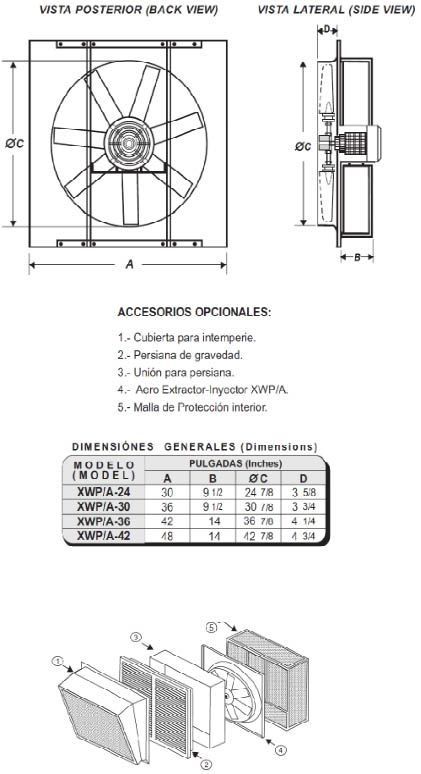 XWP/ A Dimensiones Generales